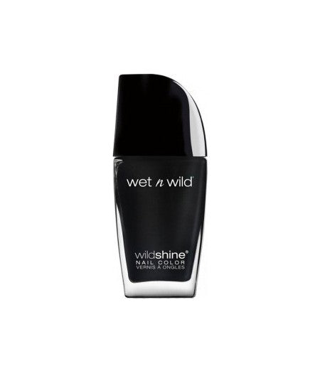 WET N WILD SMALTO NAIL COLOR WILD SHINE BLACK CREME E485D