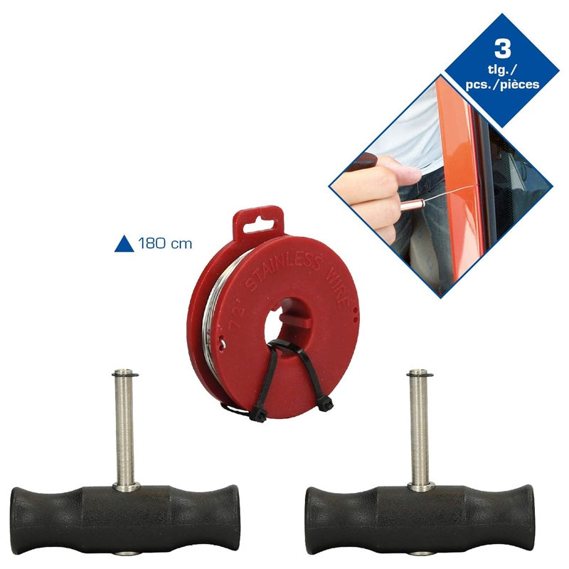 Set di maniglie con filo di trazione per la rimozione di parabrezza BRILIANT TOOLS