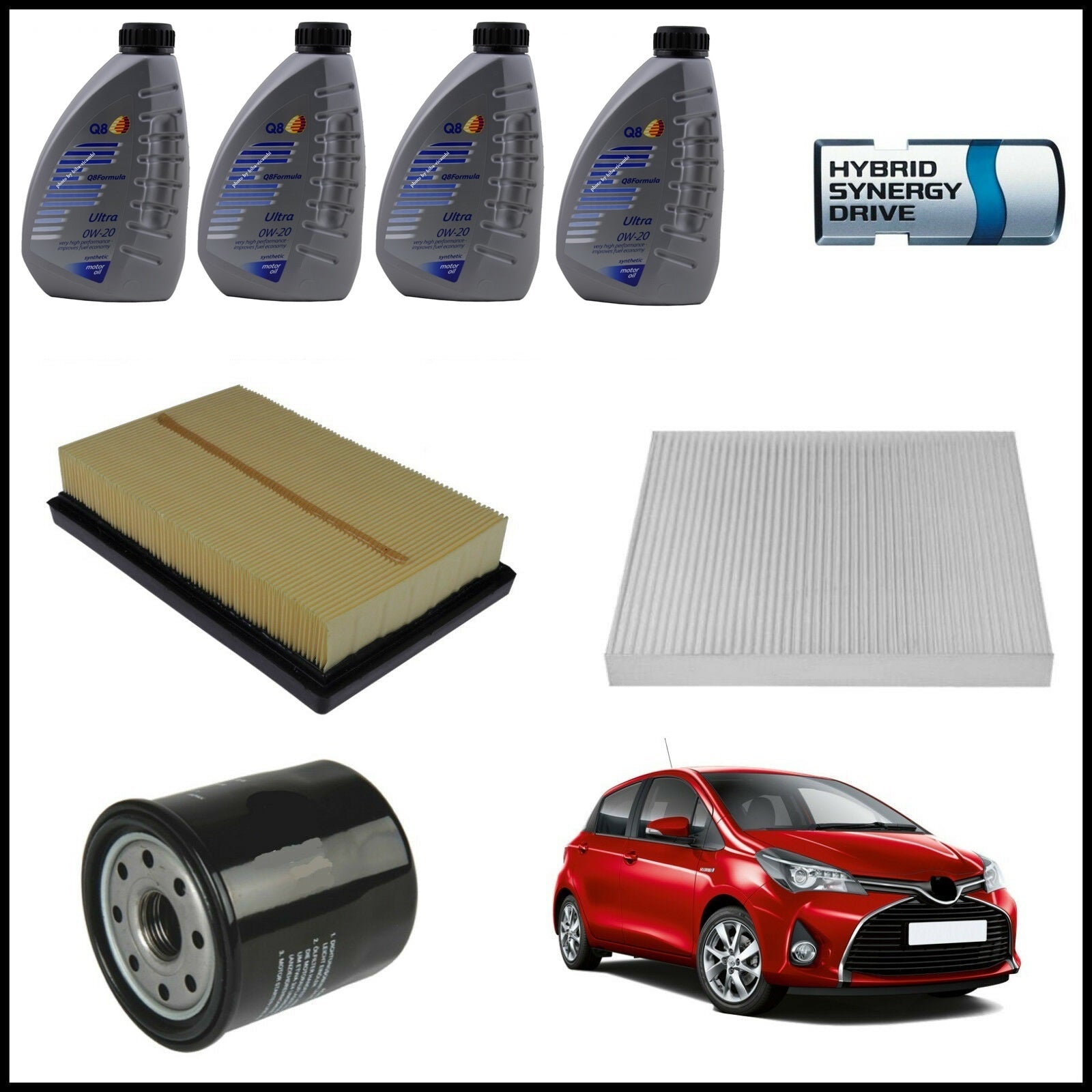Kit Tagliando Olio | Filtri Per Toyota Yaris Hybrid 1.500 55kw/75cv dal 2012&gt; BIBA-RICAMBI
